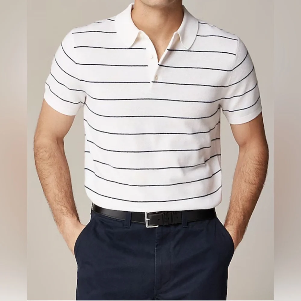 NWOT JCrew Short-sleeve cashmere sweater-polo in stripe